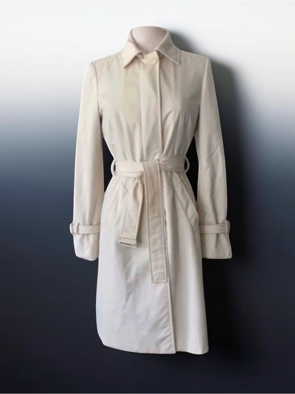 LORO PIANA Storm System Ivory Trench Coat Size 42 Italy